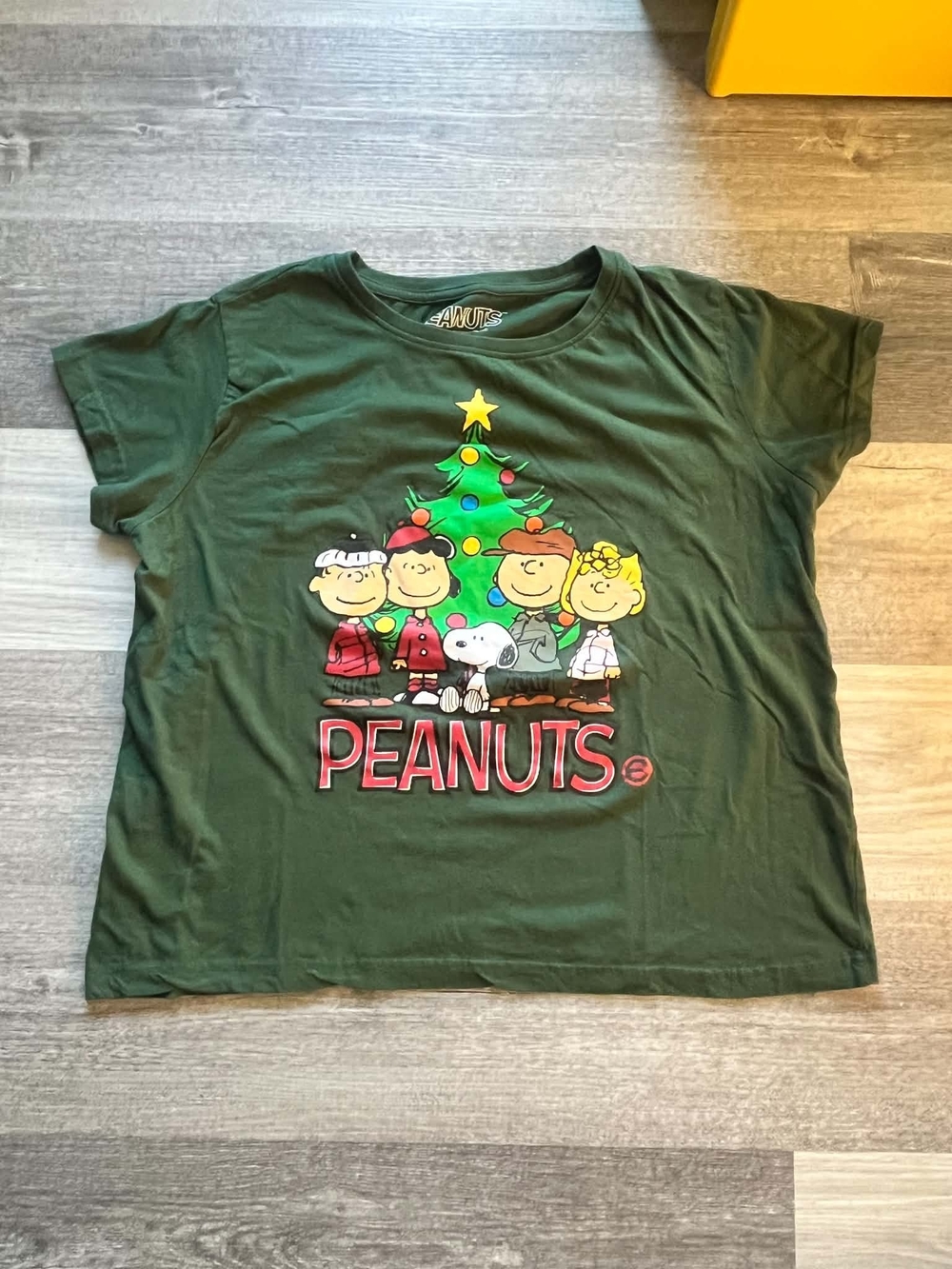 Peanuts Christmas Graphic Tee Green 1X Snoopy Charlie Brown